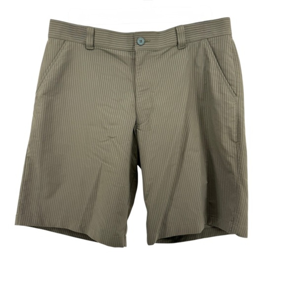 Under Armour Golf Shorts Mens 38 Pre-Owned Olive Green Pinstripe‎ HeatGear Loose